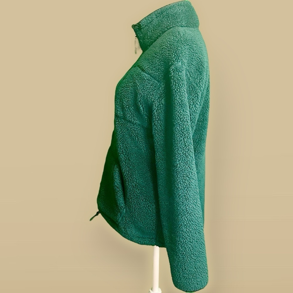 NWOT PINK Victoria’s Secret Sherpa Fleece Half Zip Pullover Jacket in Green XS - Picture 9 of 14